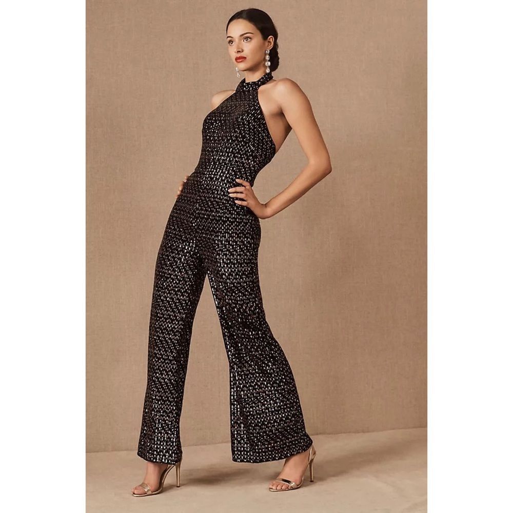 Anthropologie x BHLDN ML Monique Lhuillier Lucrezia Embellished Jumpsuit Sz 8